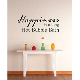 Happiness is A Long Hot Bubble Bath Laundry Soap Washer Dryer Clean Shorts Pant Sock Shoes Tooth Paste Grandchildren Surprises Girl Boy Bedroom Wall Decal Sticker - Size: 21 Inch x 38 Inch