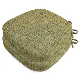 SINOSSO Thickened 2.5" Dining Chair Cushions, Soft Blended High Density Support Foam Kitchen Seat Cushions with Ties, U-Shaped Non-Slip Indoor Chair Pads, 16.5" x 16", 2 PCS, Yellow