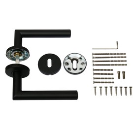 FELGNER Como Handle Set for Deadlock | High-Quality Modern Door Handle Door Handle Door Handle Rosette for Interior Doors Room Doors Matt Black