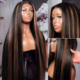 AMIRTY Ombre Straight Lace Front Wig Human Hair Pre Plucked Pre Cut Glueless Wigs Human Hair Bleached Knots 9x6 HD Lace Front Wigs Human Hair 20Inch