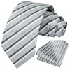 HISDERN Ties for Men Gray Striped Mens Tie and Handkerchief