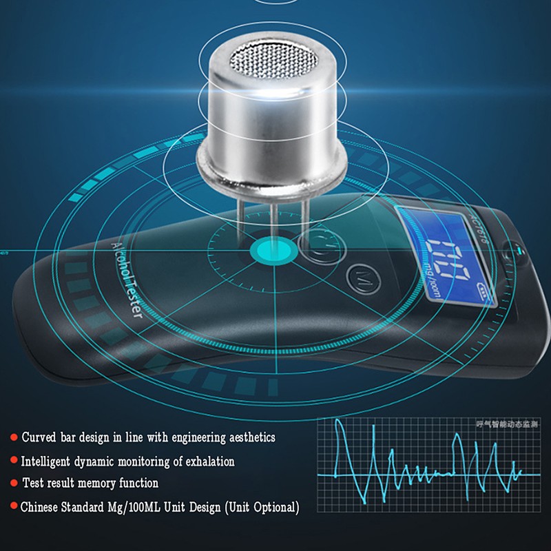 Mini Breathalyzer Wine Tester Drunk Driving Analyzer LCD with 10pcs