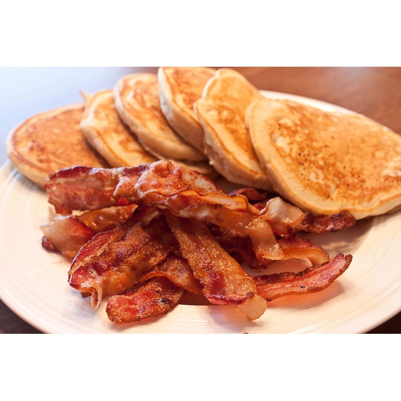 Applewood Slab Bacon with Biscuits and Pancakes