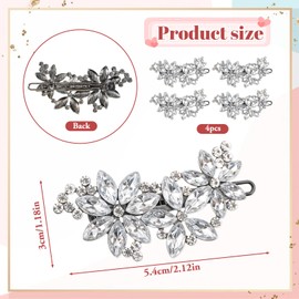 YBEATY 4 PCS Silver Rhinestone Bridal Hair Clips Brides Headdress Crystal Flower Bridal Hair Accessories Leaf Bead Headpieces Clip Flower Pins for Brides Bridesmaids Women Wedding Party