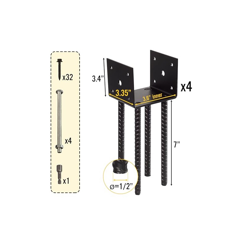 Fence Post Holder Ground Spike Use for Concrete Deck -