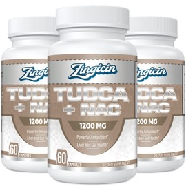 Zingicin TUDCA with NAC Supplement 1200mg - 180 Capsules,Powerful TUDCA Bile Salt Plus N-Acetyl-Cysteine,Antioxidant Supplements for Liver,Digestion