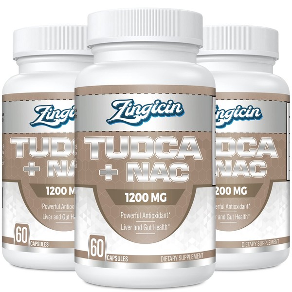 Zingicin TUDCA with NAC Supplement 1200mg - 180 Capsules,Powerful TUDCA