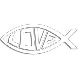 Christian Fish with Love Sticker (God Savior Decals, Christianity Vinyl for Cars, Laptops, Notebooks, Tumblrs, and More (Fish, 2.5 x 6 inch)