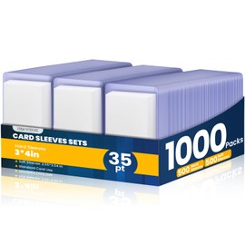 1000 Packs Card Sleeves Top Loads for Cards,3" x 4" Baseball Card Protectors,Trading Card Sleeves Hard Plastic Fit for Baseball, Football Cards (500 Hard Sleeves + 500 Soft Sleeves)