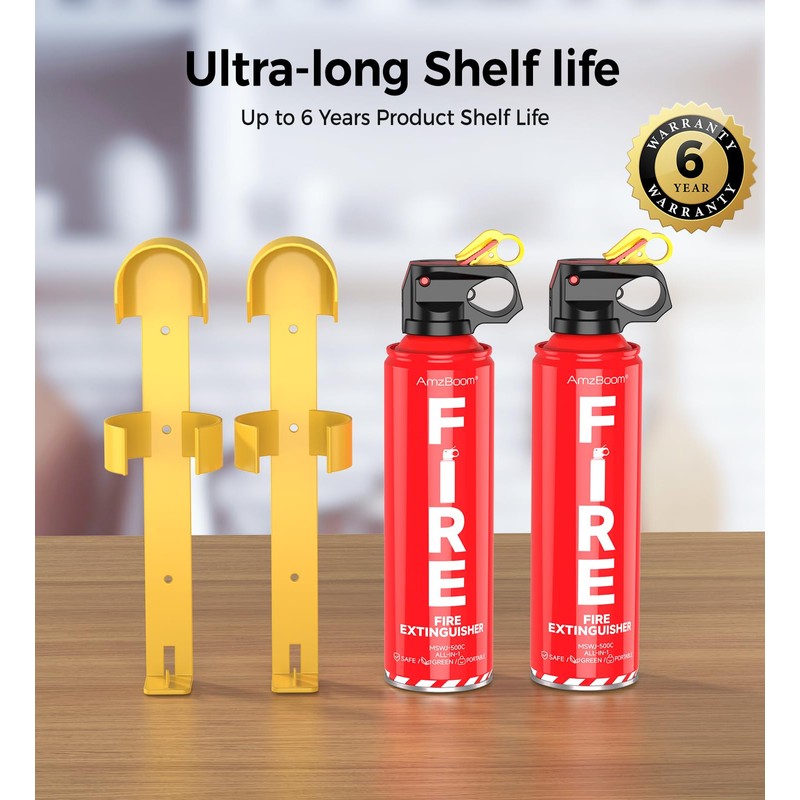 AmzBoom 2-Pack Fire Extinguisher Kit,Compact ABCK Spray for Home, Kitchen,