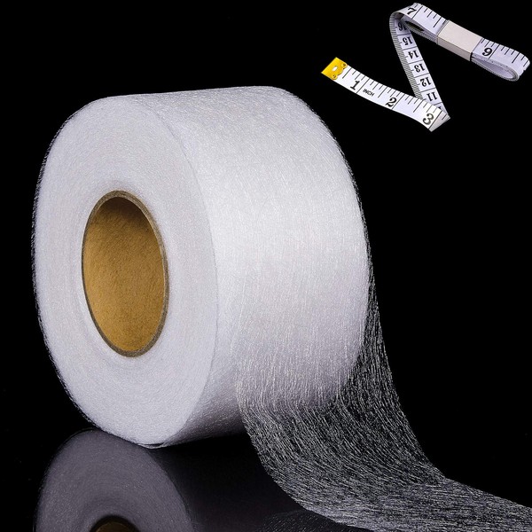 70 Yards Iron On Hem Tape Extra Wide Web Fabric No Sew Hem Tape Roll Iron on Tape with Tape Measure for Jeans Hems Curtain Trousers Garment Clothes (60 mm Wide)