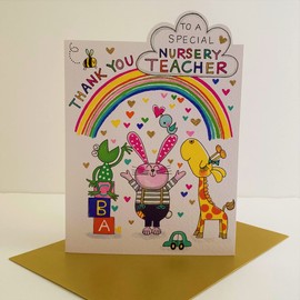 Rachel Ellen Thank You To A Special Nursery Teacher Card - Rabbit Giraffe
