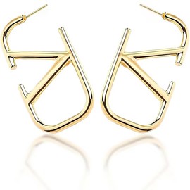 IvoryHaid Luxury Gold V-Shaped Geometric Earrings Women Letter V Hypoallergenic Earrings Dangle Earrings Lightweight Alphabet