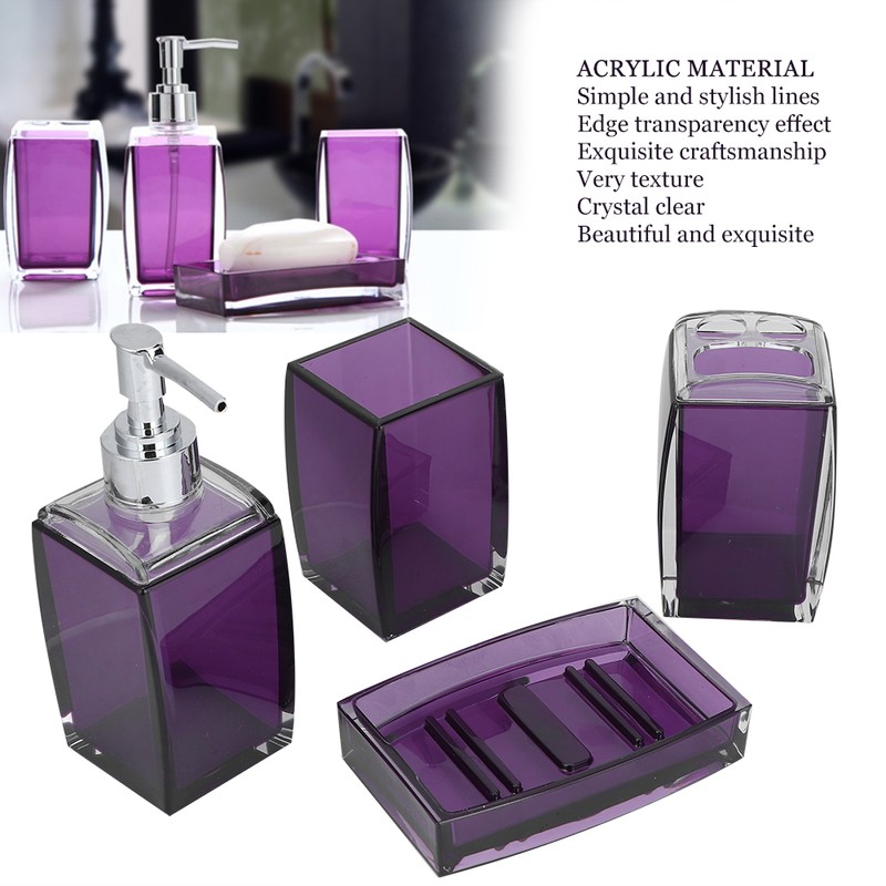 4Pcs/Set Acrylic Bathroom Accessory Set Toothbrush Soap Dish Holder for