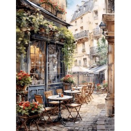 Giahism Street View Paint by Numbers Adult Painting by Numbers Landscape, DIY Acrylic Paint Street View Paint by Numbers Adult Set as Home Decoration (30 x 40 cm)