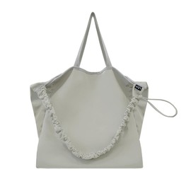 Giselle Women's Tote Bag, A4, Lightweight, Large Capacity, Nylon, Crossbody Bag, 2-Way Adjustable Length, Ruched Gathered Handle, gray (light gray)