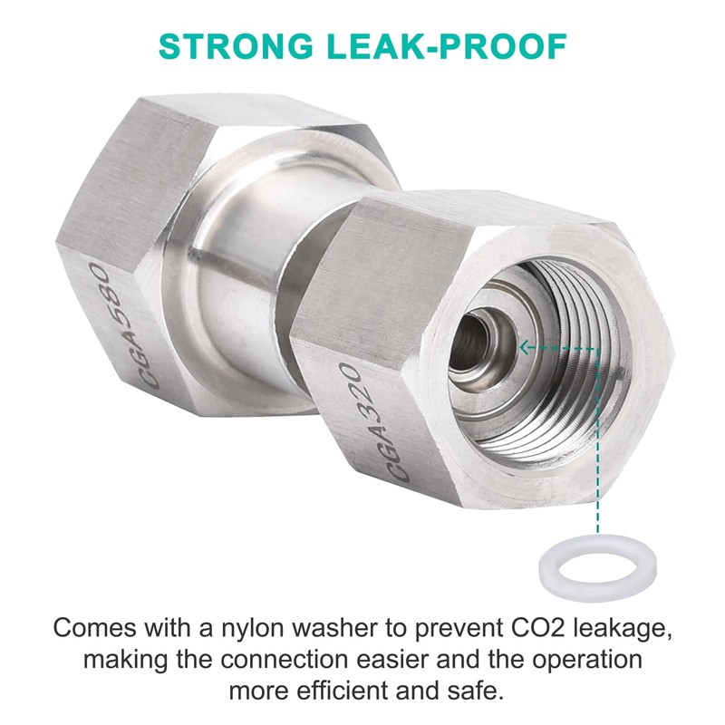 GRYVOZE CGA-320 to CGA-580 Adapter, CO2 to Argon Tank Adaptor