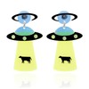 KaFu Unique Cute UFO Spaceship Alien Acrylic Dangle Earrings Funny