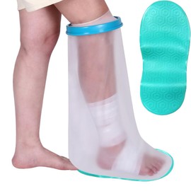 Lxuemlu 2025 Upgraded 100% Waterproof Cast Shower Cover Leg Cast Cover with Non-Slip Bottom for Showering After Surgery, Adult Foot Shower Bag Cast Bag Cast Protector to Keep Wound & Bandages Dry
