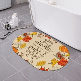 Tapete de baño de tierra diatomácea de Acción de Gracias con un corazón agradecido, antideslizante de secado rápido, tapete de piedra de baño súper absorbente, lavable para el piso de ducha