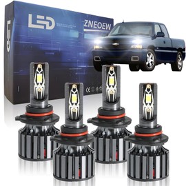 ZNEOEW Fits for 1999-2006 Chevy Silverado 1500 2500 3500HD High Low Beam Lights Bulbs Combo, 9005 9006 6000K White Plug-and-Play 500% Super Bright Light Bulbs, Pack of 4