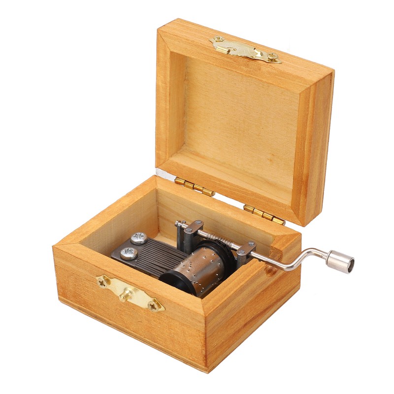 Hand Cranked Music Box Mini Portable Gemini Pattern Retro Style