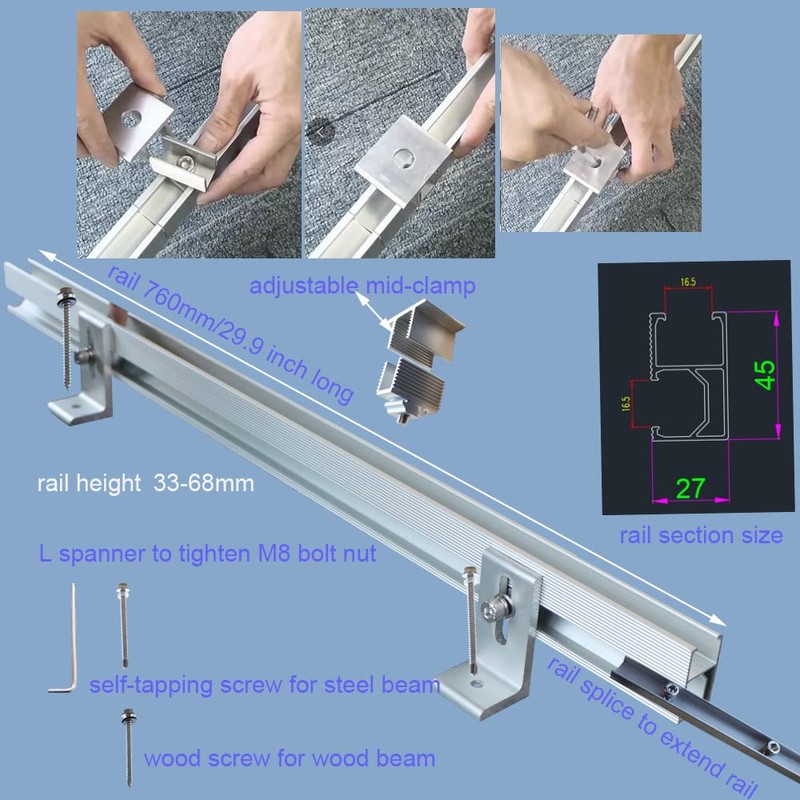 CMYYANGLIN Solar Panel Roof Mounts Bracket Kit for Sloped Pitched