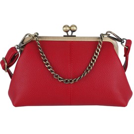 Vintage Kiss Lock Tote Women 2025 Clasp Clutch PU Leather Purse Crossbody Shoulder Bag Everyday Chic Messenger Handbag