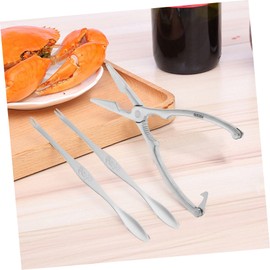 BIUDECO 3pcs Seafood Eating Tools Set Ergonomic Zinc Alloy Crab Clip Needle Non Slip Design for Easy Crab Peeling Portable Seafood Supplies for Lovers