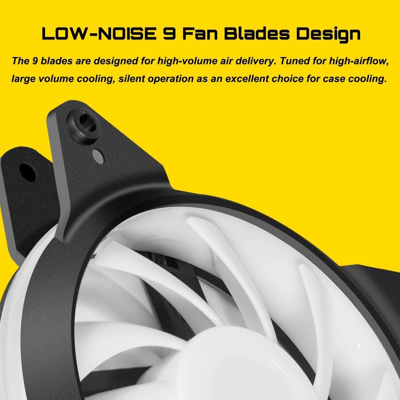 White RGB LED 120mm Silent Cooling Deskop Fan White Fan