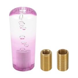 INFINAUTO Round Crystal Shift Knob, 10cm Universal for Automatic and Manual Vehicle Gear Shifter Knob with 2 Adapter Acrylic Clear Purple, 1 Set