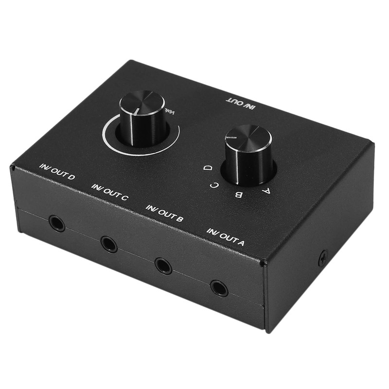 jingfei 4 Port Audio Switch, 3.5mm Audio Switcher, Stereo AUX