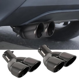 OtpOutopa 2PCS Dual Exhaust Tip 2.48 inch Inlet, Universal Black Car Exhaust Tips Curved Muffler Tip Modification Tail Pipe Tail Throat, Adjustable Car Thickened Decoration Pipe