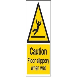 VSafety 63044AU-R"Caution Floor Slippery When Wet" Warning General Sign, Rigid Plastic, Portrait, 200 mm x 300 mm, Black/Yellow