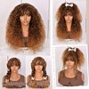 SOFUN Ombre Brown Curly Wig With Bangs for Black Women