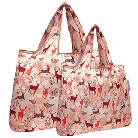 allydrew Large & Small Foldable Tote Nylon, Set of 2, Deer, Large & Small, Large & Small Foldable Tote Nylon