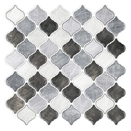STICKGOO 10-Sheet Arabesque Tile Peel & Stick Backsplash, 12”X12” Gray Self-Adhesive Kitchen Backsplash Tiles (Thicker Design)