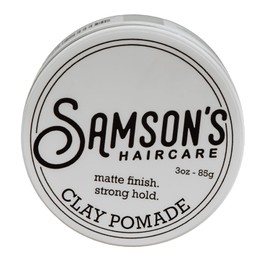 SAMSON'S HAIRCARE Lightweight, Medium Hold, No-Shine, Water-Based Clay Pomade - Nourishes and Holds Hair, 3 oz.