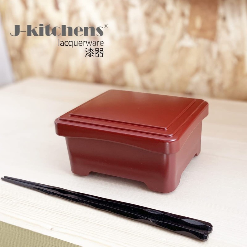 J-Kitchens Unaju Large Box, Mini Bowl, Jigin Shunai Vermilion, Eel