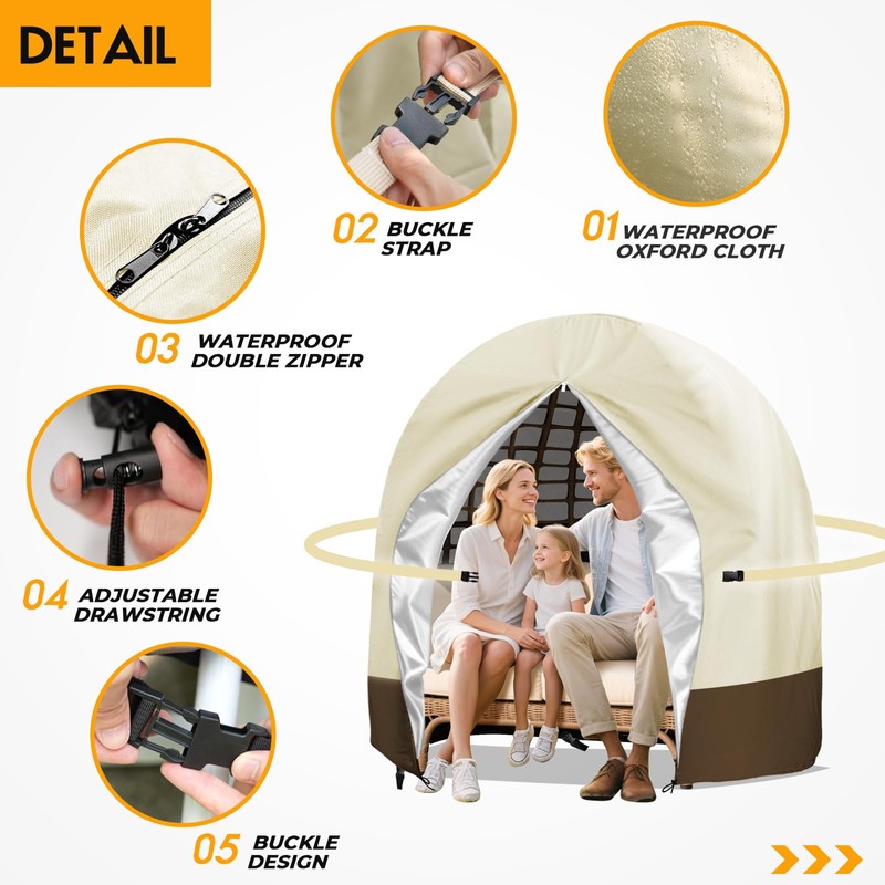 Double Egg Chair Cover Waterproof 420D Oxford Hanging Outdoor Furniture