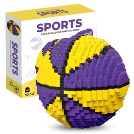 CLKDPNO Basketball Block Set Basketball Mini Building Blocks Set Micro Building Toys Bricks Kits for Children Ages 7-14 Kids Adults Birthday Gifts (Yellow Purple)