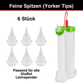 GluBot Original Accessories - Replacement Tips Fine [Pack of 6] - Glue Nozzles for Clean & Fine Glue Marks - Yorker Tips FastCap Pinava Edition
