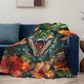 Manta de serpiente para regalos para mujeres y adultos, manta de franela suave y cálida para camping, recámara, sala de estar, sofá, decoración de viaje, 50 x 60 pulgadas