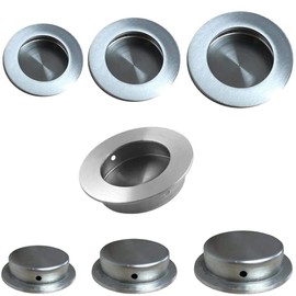 Euro Tische 1 x Round Groove Handle - Stainless Steel Furniture Handles Suitable for Drawers and Doors - Versatile Grip Recesses in Various Sizes (6 cm)