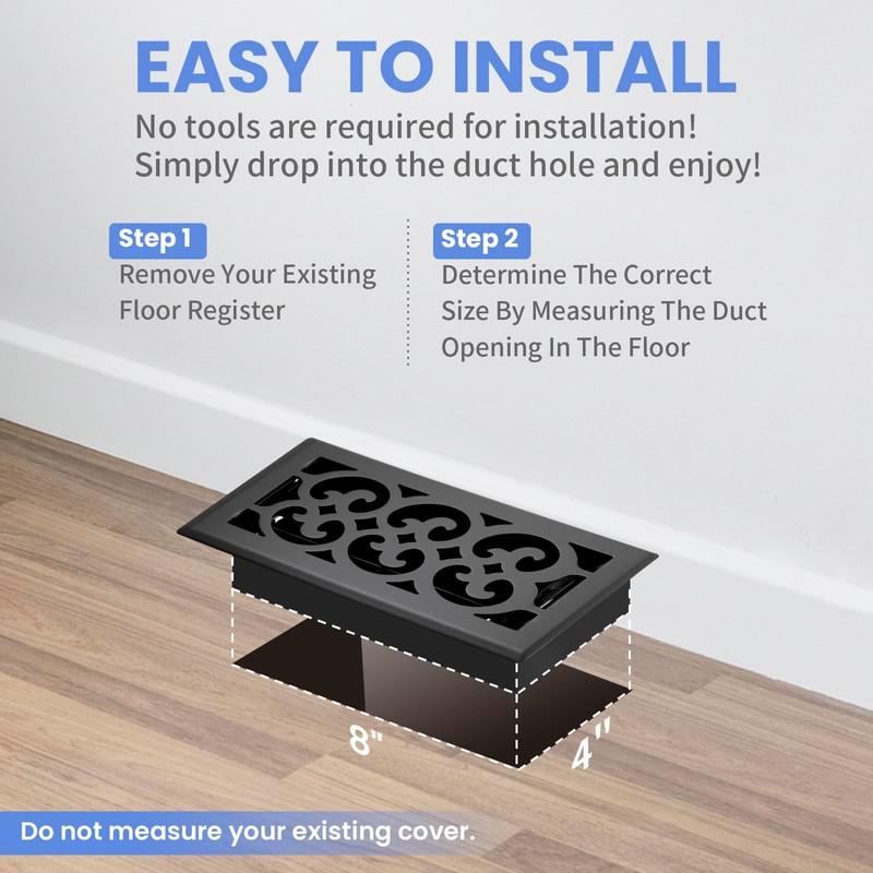 Howeall 4x8 Inches 2 Pack Heavy Duty Walkable Floor Register