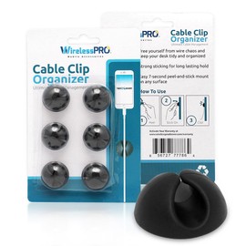 Wireless Pro Cable Clip Organizer Cabledrops Perfect for Organizing Computer Desktops Cell Phones and Other Cables Cord and Wires - Adhesive Stick On Any Surface Wall Desk Top Floor and More!