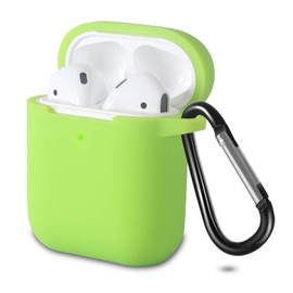 KOKOKA Schutzhülle Hülle Kompatibel mit AirPods 2 & 1, Silikon Schutzhülle Hülle Case für AirPods 2 & 1, LED an der Frontseite Sichtbar Stoßfeste Schutzhülle, Light Green