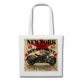 'Shoulder bag "New York Police Department Chopper Bike Outdoor T-Shirt Route 66 Motorcycle Chopper Gothic Motorcycle Skull Motorcycle Club Bike Shopping Bag School Bag Gym Bag in White
