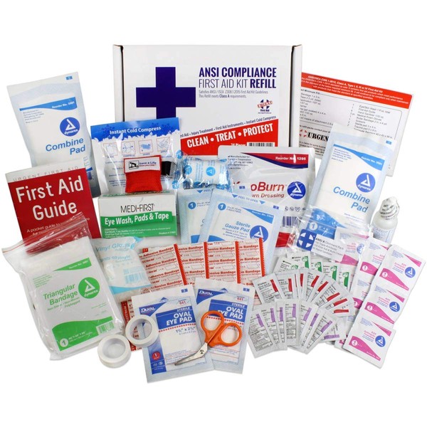 OSHA & ANSI First Aid Kit Refill/Upgrade, 25 Person, 73 Pieces, ANSI 2015 Class A for Office, Business, Home or car Boxes and cabinets: Fill Your kit or use to Upgrade to Current regulations