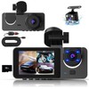 TeqHome 3 Channel Dash Cam Front and Rear Inside, 1080P